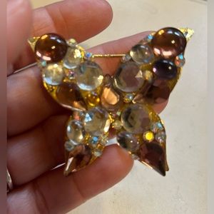 Butterfly brooch multicolored with gold back